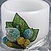 4 Inch Silver Satin White Candle with Beaded Garland