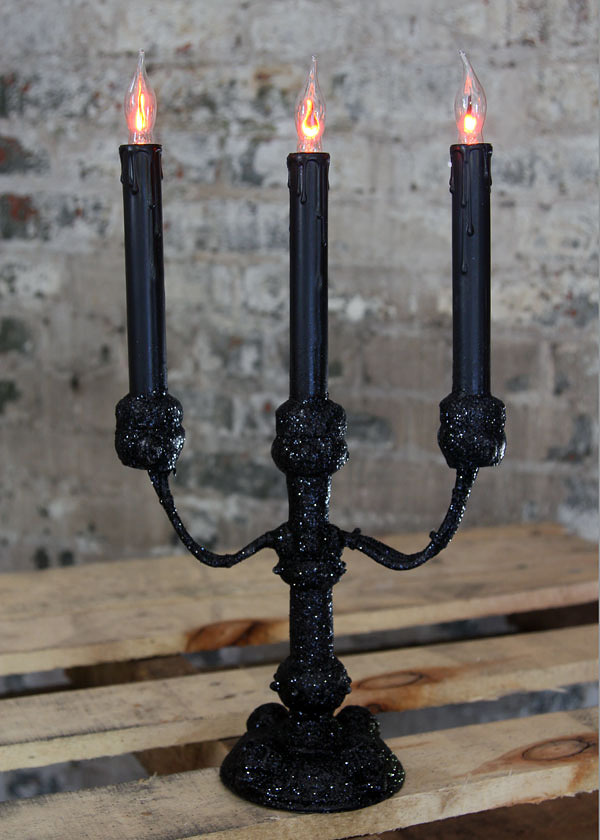16 5 inch black glitter candelabra with flicker flame battery operated christmas lights with remote