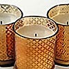 Battery Operated Candles in Gold Decor Glass Set of 3