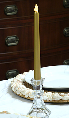 Battery Operated 10 Inch Gold Taper Candle