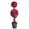 24" Pre-Lit Cranberry Topiary Tree With Clear Lights