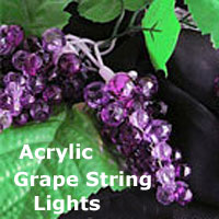 Acrylic Purple Grape String Light Set With Silk Leaves