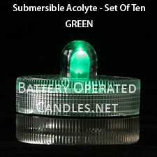 Green Waterproof Tea Light - Box Of 10
