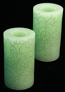 6 Inch Battery  Flower Power Pillars Green - Set of 2
