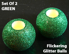 Green - Mini Wax Flameless Glitter Balls - Set Of 2