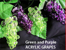 Acrylic Green Purple Grape String Light Set - Silk Leaves