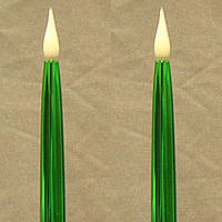Green Metallic Taper Candles 12 Inch Set of 2 - Timer