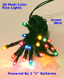 20 Multi Color Floral Mini Rice Lights - Green Wire