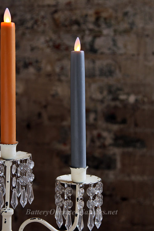 8 Inch Grey Moving Flame Battery Operated Taper Candle Timer Buy Now