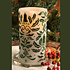 Battery Operated Holly Candle with Glass Pillar Coaster