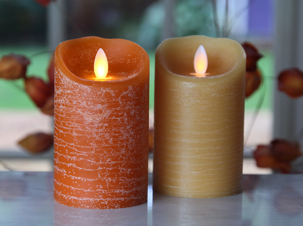 iflicker rustic finish orange flameless pillar 3 x 5 inch flameless christmas candles