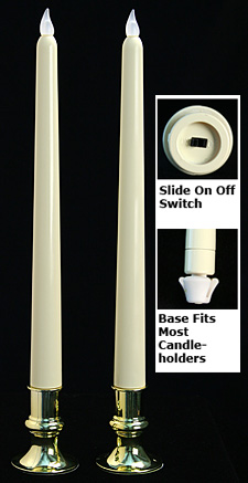 12 Inch Ivory LED Taper Candle - Set Of 2 -Timer