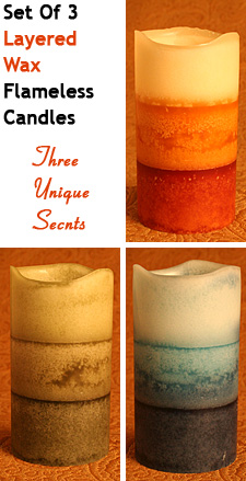Set of 3 Layered Candles 3 Unique Scents with  Timer
