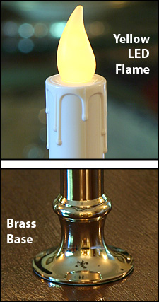 9 Inch Battery Candlestick With Brass Base Yellow LED - additional view