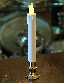 9 Inch Battery Candlestick With Brass Base Yellow LED