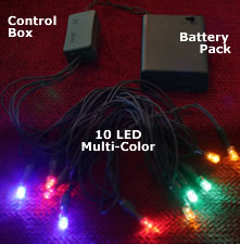 10 Chasing LED Multi Color Mini Lights - Green Wire