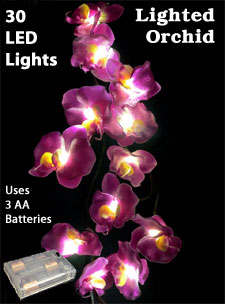 Battery Operated Purple Orchid 5 Foot - 30 LED Flowers