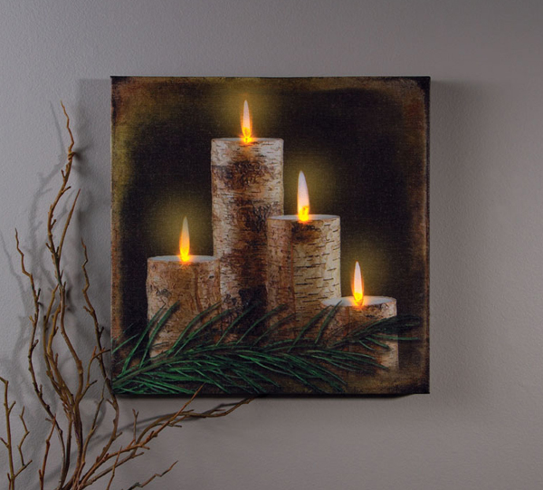 Lighted Birch Candle Lighted Canvas Art 12 x 12 Buy Now