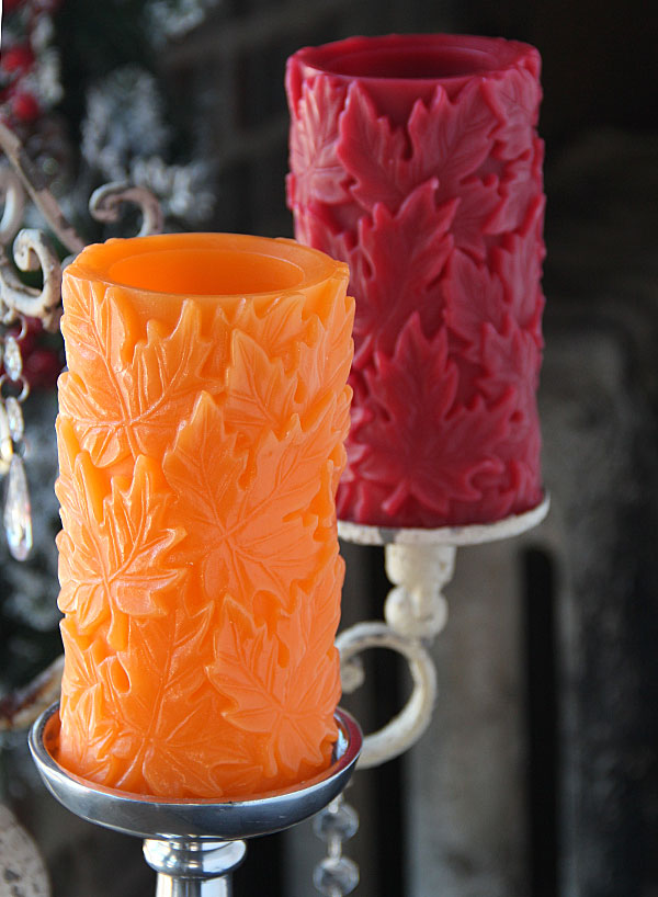 6 Inch Carved Red Wax Maple Leaf Design From Candle