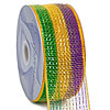 Deco Poly Mesh Mardi Gras Ribbon - Metallic Purple Gold Green 2.5 Inch Wide