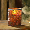 4 Inch Amber Mosaic Glass with LED Battery Operated Candle - Timer