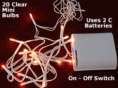 20 Clear Battery Operated Mini Rice Lights - 6 Foot White Wire - additional view