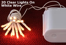 20 Clear Battery Operated Mini Rice Lights - 6 Foot White Wire