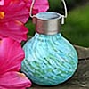 Solar Tea Lantern Mint and Blue - Hand Blown Luminescent Glass