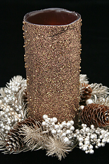 7.5 Inch Copper Battery Operated Candle with Wreath