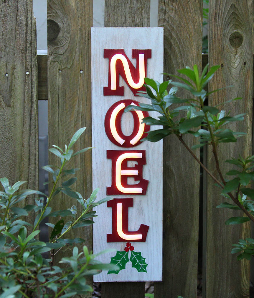 Neon Lighted Wood Christmas Wall Hanging Noel 19.5 Inch Buy Now