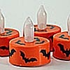 Orange Tealights with Bats Set of 4