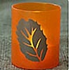 Party Pack of 12 Orange Votives Cups - Gold Leaf Motif