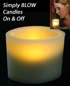 Oval Ivory Unscented Blow On Off Battery Candle