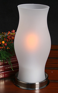 Battery Operated Hurricane Vintage Lamp -  Pewter