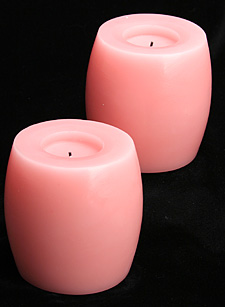 4 Inch Hurricane Pink Battery Operated Candle Set of 2