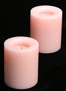 4 Inch Round Pink Pillars Battery Operated Set of 2