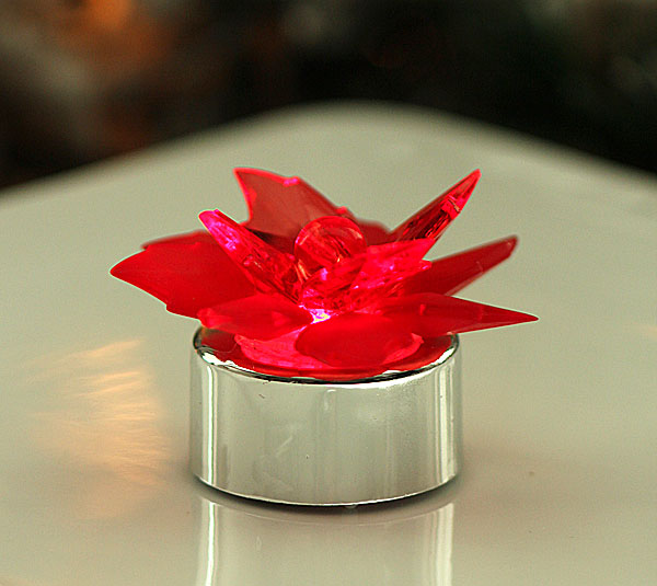 Red Acrylic Poinsettia Tea Lights Red LED Set of 4 Buy Now