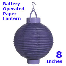 Purple Paper Lantern Battery Operated 8 Inch