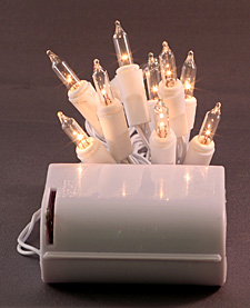 10 Clear Battery Mini Lights - 6 Foot White Wire