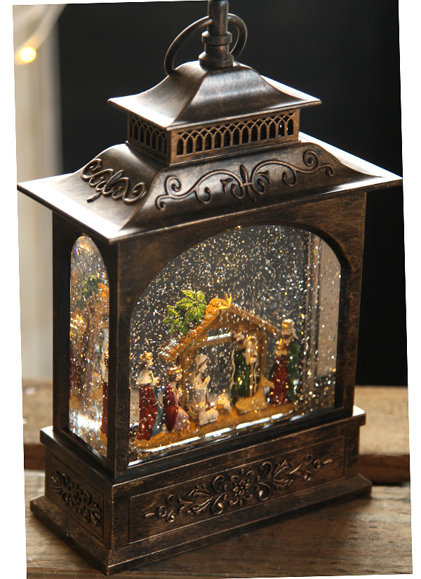 11 inch lighted water lantern nativity scene swirling window christmas candles battery