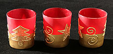 Red and Gold Christmas Votive Tealights - Set of 3