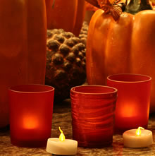 Battery Powered LED Glass Votive Red (Set Of 3)