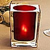 Glass Votive Holder With Red Accent - 3.75 Inch