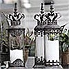 Crown Top Cylinder Lantern Set of 3 Grey Antique Metal