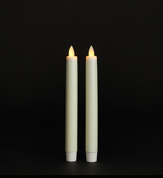 Remote Control Torchier 8 Inch Ivory Moving Flame Taper Candle Set 2