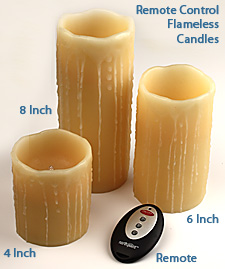 Set Of 3 Remote Control Battery Operated Candles