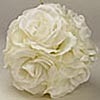 Silk Ivory Rose Pomander Ball - 6 Inch With Gold Tie