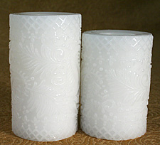 Battery Operated White Paisley 5 and 6 Inch -  Set of 2