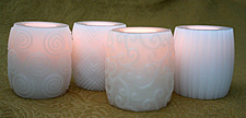 Battery Operated White Patterned Hurricanes Set-4