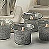 Battery Operated Set of 4 Silver Glitter Votive Cups